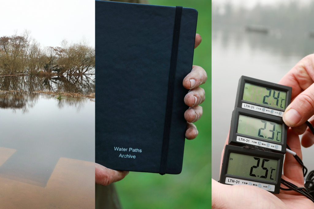 Hands holding notebook and metre reading